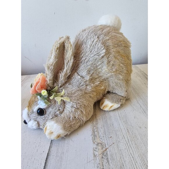 Vintage Pier 1 sisal bottle brush realistic bunny rabbit Easter decor flowers li - Picture 2 of 9